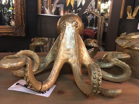 Octopus Candlestick in Gold - Holds Four Candles - 14 x 28 x 28 cm