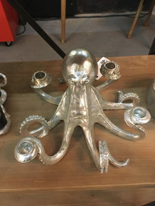 Octopus Candlestick in Silver - Holds Four Candles - 14 x 28 x 28 cm