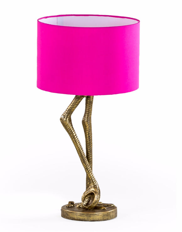 Antiqued Gold Flamingo Legs Lamp with Pink Shade 60 cm High