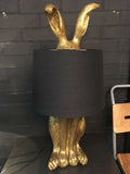 Large Antiqued Gold Rabbit Hare Ears Lamp Black Shade 77 cm High