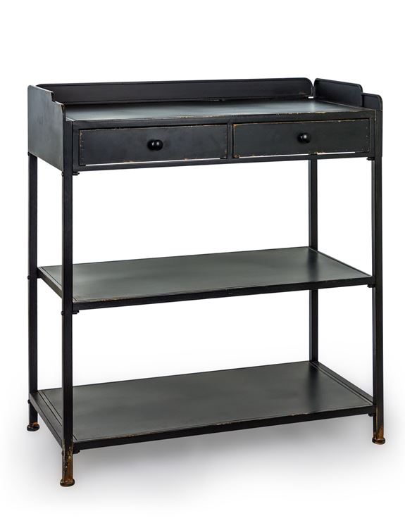 Black Metal Console Table with Shelves