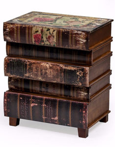 Antiqued Stacked Classic Books Cabinet Chest of Drawers 55 x 46 x 32 cm